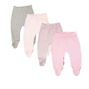 3/$15 | Baby Girl Set of 4 Leggings with Footies 0-3M Pink Gray